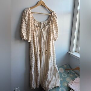 Linen Blend Flowy Dress